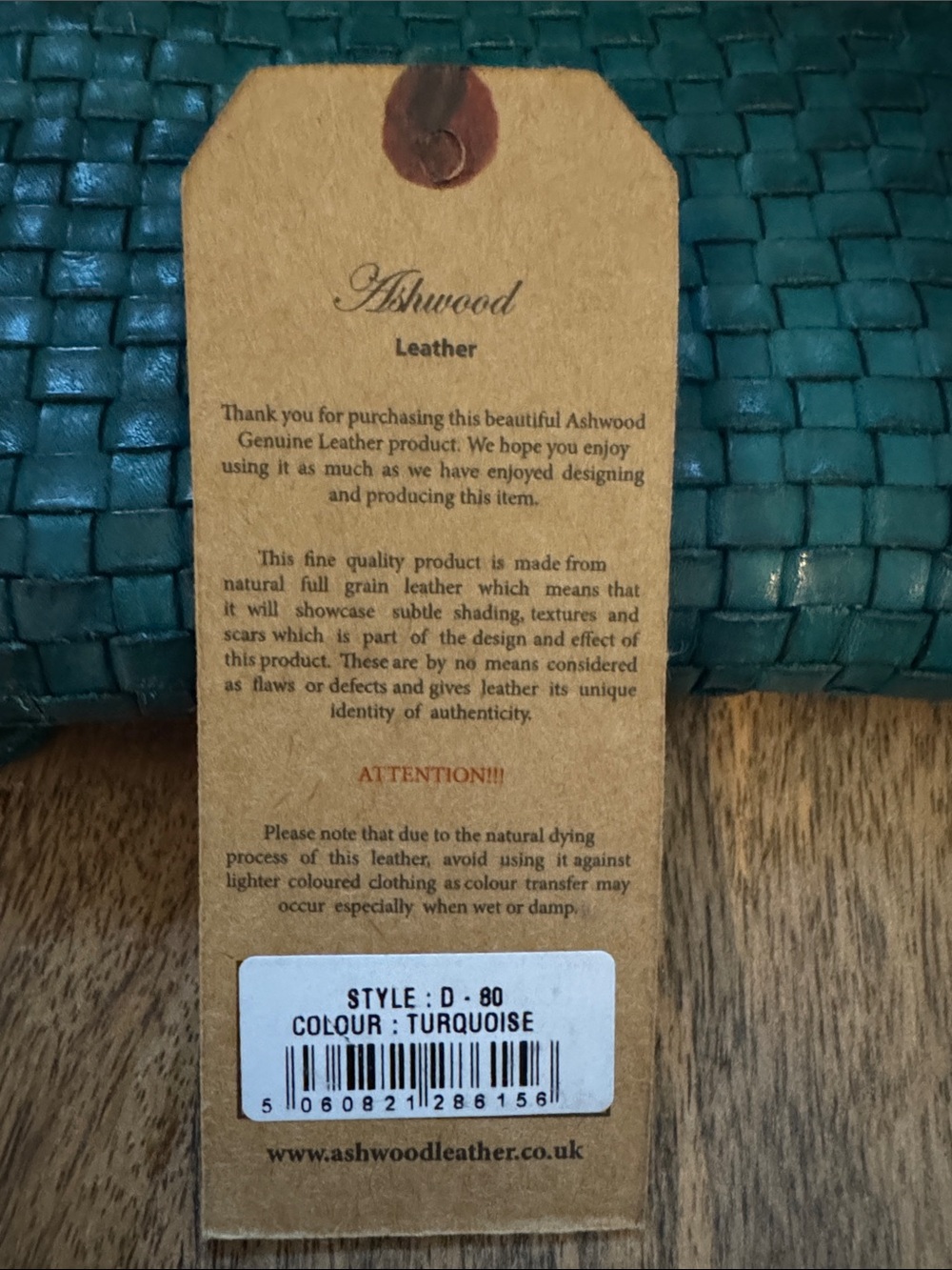 Vintage Woven Leather Zip Around Small 6 Card Coin Turquoise: D-80 - Picture 5 of 6
